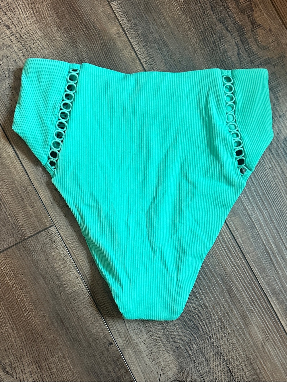 Becca by Rebecca Virtue Elise High Waist Bikini Bottom in a vibrant Aqua - Picture 2 of 6
